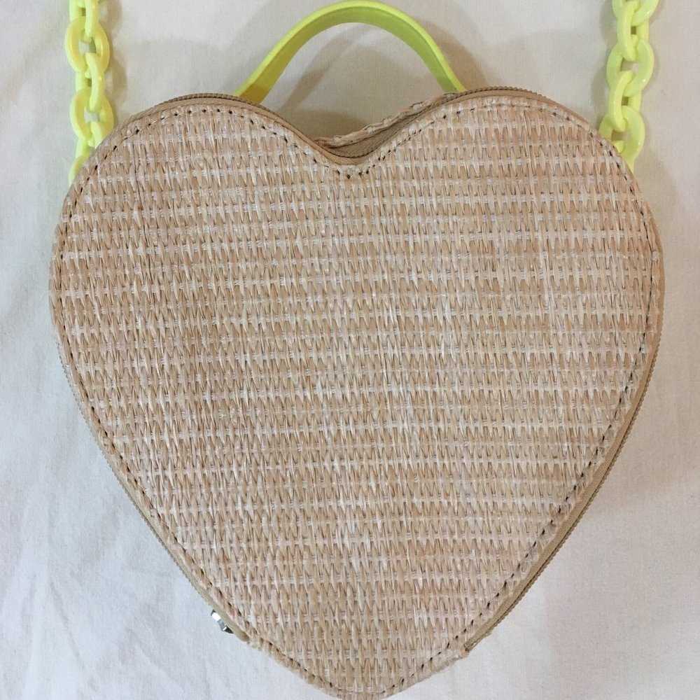 Heart Straw Purse with Chain Strap